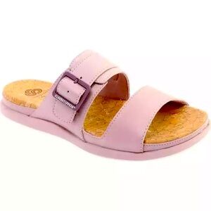 Clarks Cloudsteppers size 8 pink 2 strap VEGAN soft cushion slide sandals cork